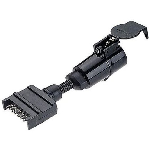 Narva Trailer Plug Adaptor 7 Pin Flat (Car) To 7 Pin Large Round (Trailer) - 822