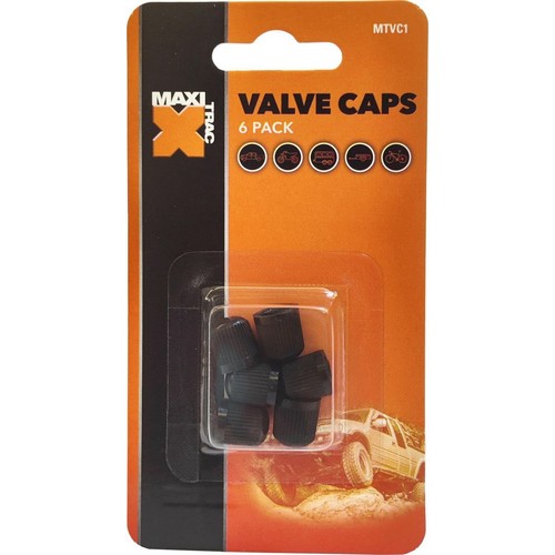 MaxiTrac Plastic Black Valve Caps - 6 pieces Plumbing