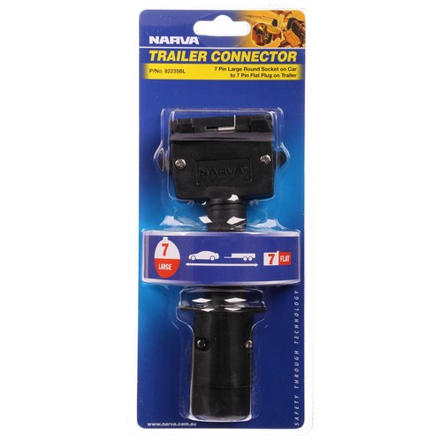 Narva Trailer Plug Adaptor 7 Large Round (Car) To 7 Flat (Trailer) - 82235BL