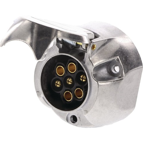 OEX 7 Pin Large Round Trailer Socket - Metal - ACX8020 Auto Part Workshop Tool