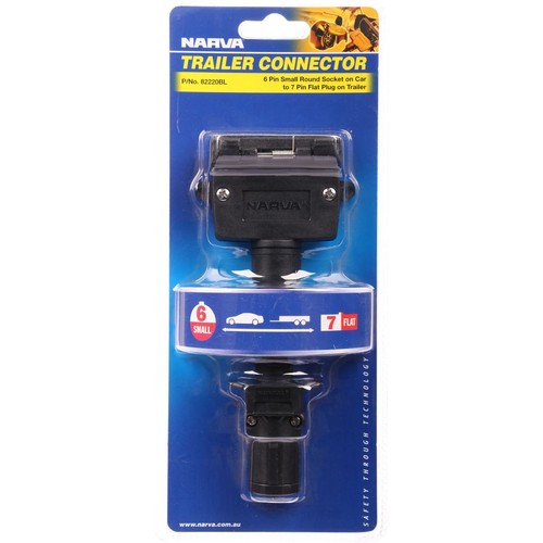 Narva Trailer Plug Adaptor 6 Pin Round Small (Car) To 7 Pin Flat (Trailer) - 822