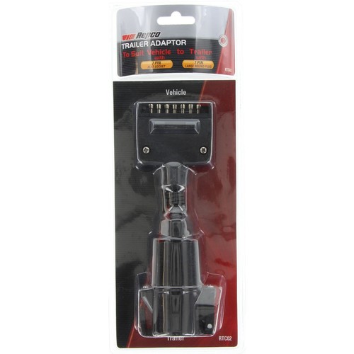 Repco 7 Pin Flat to 7 Pin Round Trailer Plug Adaptor Large - RTC02 Car Wiring