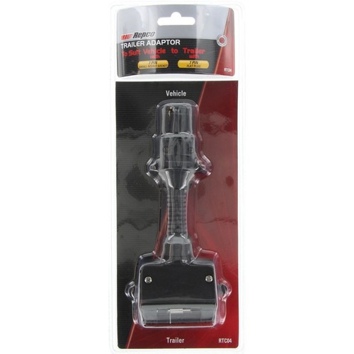 Repco 7 Pin Flat to 7 Pin Round Trailer Plug Adaptor Small - RTC04 Car Wiring