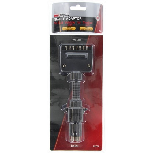 Repco 7 Pin Flat to 7 Pin Round Small Trailer Plug Adaptor - RTC01 Car Wiring