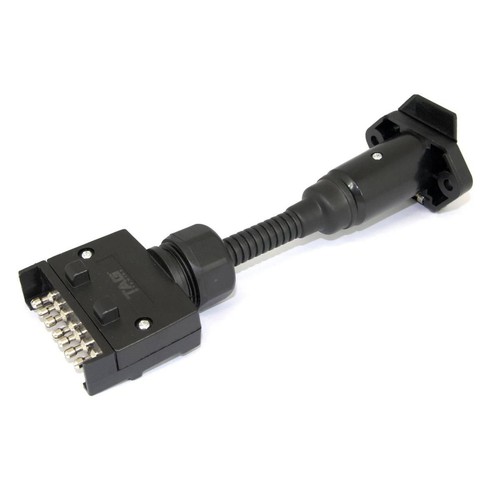 TAG Trailer Adapter 7 Pin Flat Plugto 7 Pin Small Round Socket - UNTA006 Auto