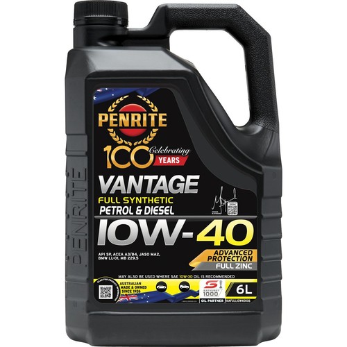 Penrite Vantage Full Synthetic 10W-40 Engine Oil 6L - VANFULL10W40006 Auto Part