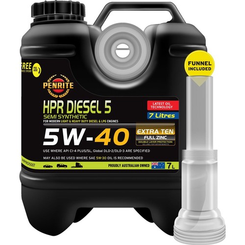Penrite HPR Diesel 5 Semi Synthetic 5W-40 Engine Oil 7L - HPRD5007 Car Service