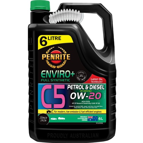 Penrite Enviro+ C5 0W-20 Engine Oil 6L - EPLUSC5006 Car Service Workshop Tool