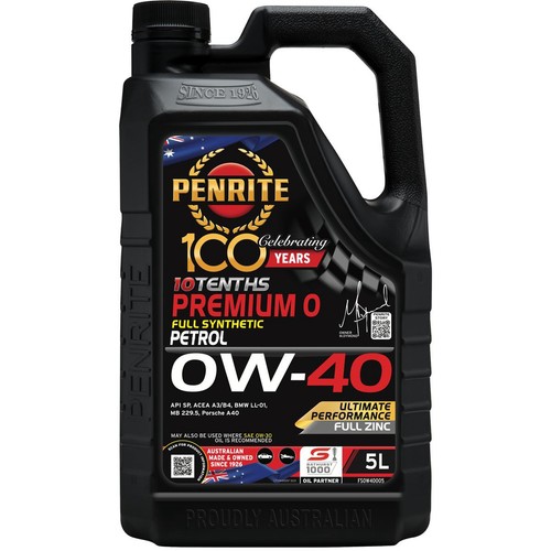 Penrite 10 Tenths Premium 0W-40 Engine Oil 5L - FS0W40005 Car Service