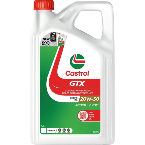 Castrol GTX 20W-50 Engine Oil 5L - 3413901 Car Service Workshop Tool