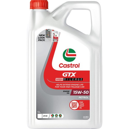 Castrol GTX High Mileage 15W-50 Engine Oil 5L - 3413802 Car Service