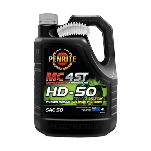 Penrite Mineral 4 Stroke HD 50 SAE 50 Motorcycle Oil 4L - MC4HD50004 Car Service