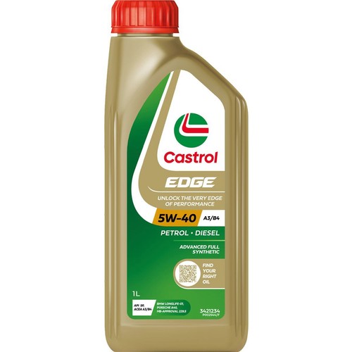 Castrol EDGE 5W-40 Engine Oil A3/B4 1L - 3421234 Car Service Workshop Tool
