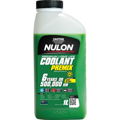 Nulon Long Life Green Coolant Premix 1L - LLTU1 Car Service Workshop Tool