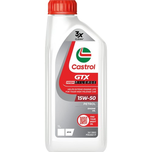 Castrol GTX High Mileage 15W-50 Engine Oil 1L - 3413803 Car Service