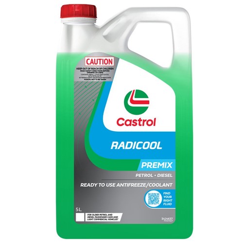 Castrol Radicool Premix Green Coolant 5L - 3424637 Car Service Workshop Tool