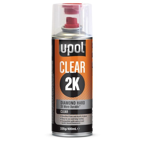 U-Pol 2K Clearcoat Aerosol 400ml - CLEAR2K/AL Auto