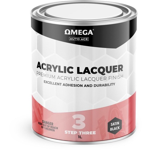 Omega Acrylic Lacquer Satin Black 1L - AA-ALSB1L Auto