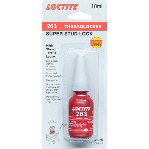 Loctite 263 Threadlocker Super Stud Lock High Strength Red 10ml - 1374241 Auto
