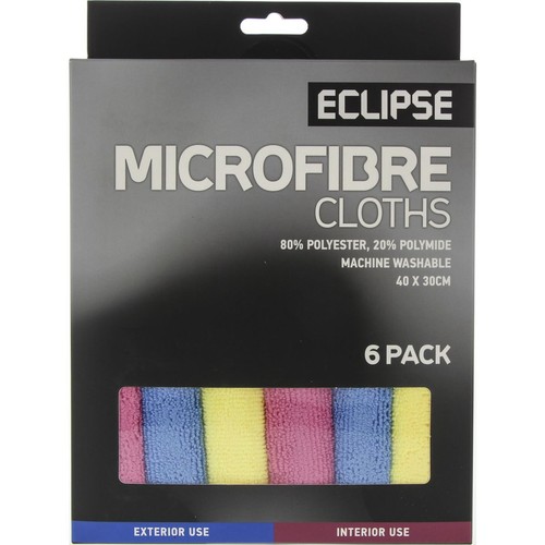 Eclipse Microfibre Cloths 40 x 30cm 6pk - EMFC6PK 4WD Brake Parts Workshop Tool