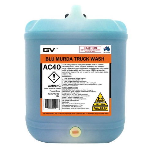 GV Blu Murda Truck Wash 20L - R/AC40/20 Auto