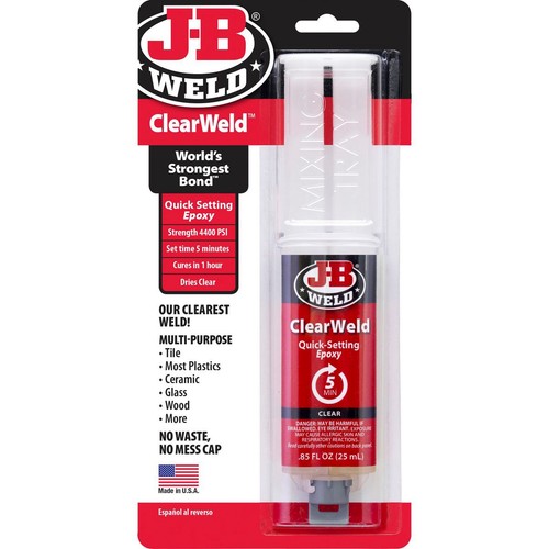 JB Weld ClearWeld Epoxy Adhesive Syringe Mixer 25ml - 50112 Auto
