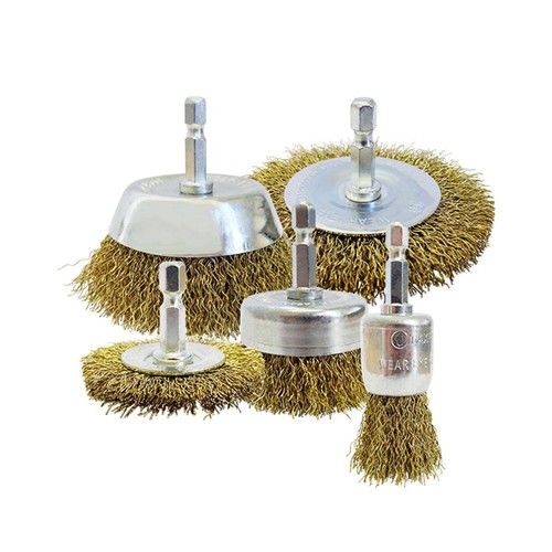 Josco Brush Kit CR 5pce Kit 6.3 Hex Spindle 0.30 BC - BRUKIT5 Workshop Tool