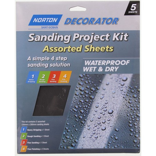 Flexovit Waterproof Sheets 230 x 280mm Assorted 5pk - 66623326256 Auto