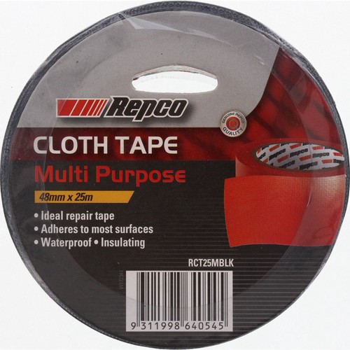Repco Cloth Tape Black 48mm x 25m Black - RCT25MBLK 4WD Brake Parts Auto Part