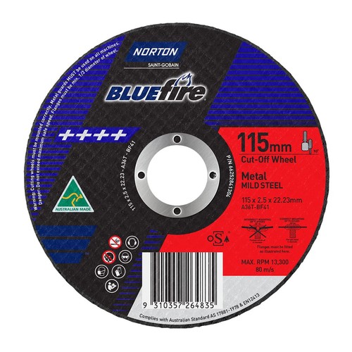 Norton Bluefire Cut-Off Wheel 115 x 2.5 x 22.23mm, A30T - 66252841304 Auto