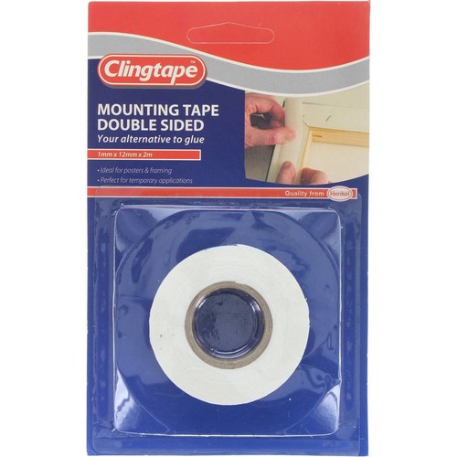 Clingtape Double Sided Mounting Tape 1mm x 12mm x 2m - 679045 Plumbing