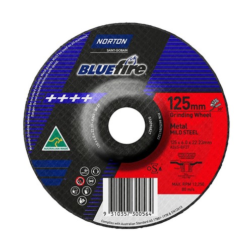 Norton Bluefire Grinding Disc 125 x 6.0 x 22.23mm, A24S - 66252841323 Auto