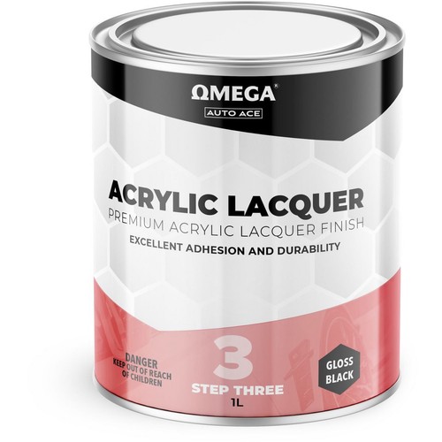 Omega Acrylic Lacquer Gloss Black 1L - AA-ALGB1L Auto