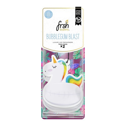 Frsh Scents Unicorn Bubble Gum Blast Paper 2PK Car Air Freshener - V0004 Auto