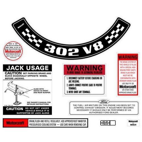 RSP Decal Kit Ford XB ZG 302 V8 Large Air Cleaner - BD2072L 4WD Brake Parts