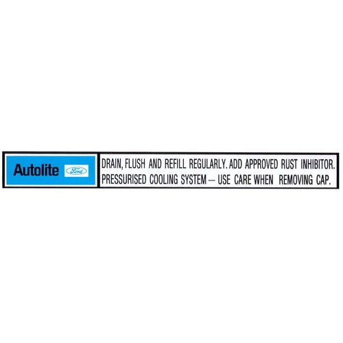 RSP Decal 'Autolite…' Radiator Warning Falcon XR-XY Fairlane ZA-ZD - RSD2000 4WD