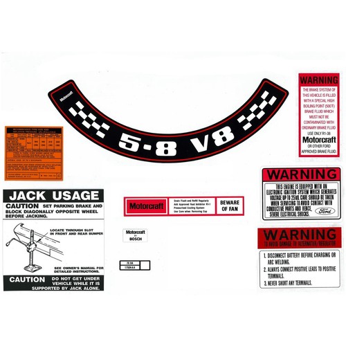 Rare Spares - Decal Kit XC ZH 5.8 V8 - BD2075 4WD Brake Parts Workshop Tool