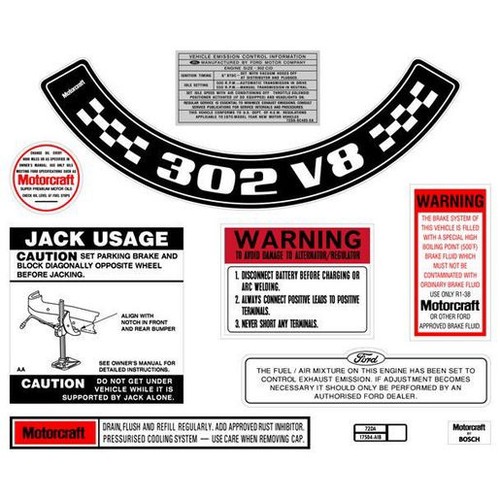 RSP Decal Kit Ford XA ZF 302 V8 Large Air Cleaner - BD2069L Auto