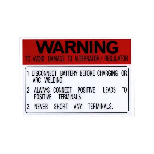RSP Decal Battery Warning Falcon XR-XY Fairlane ZA-ZD - BD4382 Electronics
