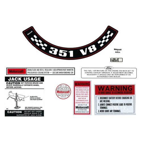 RSP Decal Kit Ford XA ZF 351 V8 Large Air Cleaner - BD2070L Auto