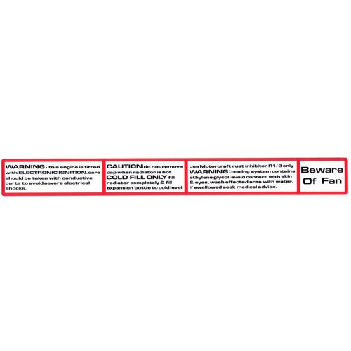 RSP Decal 'Beware of Fan/Coolant…' Warnings Falcon XD XE Fairlane ZJ ZK - RSD200