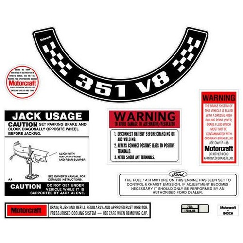RSP Decal Kit Ford XA ZF 351 V8 Small Air Cleaner - BD2070