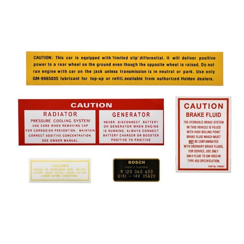 RSP Supplementary Decal Kit HD-HG Holden - ED1040 Auto Part