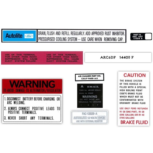 RSP Engine Bay Decal Kit Ford Falcon XR GT - BD2033 Auto Part