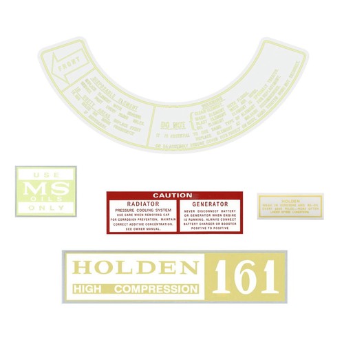 RSP Engine Decal Kit Holden HR-HG 161 6 Cylinder - ED1049 Auto Part