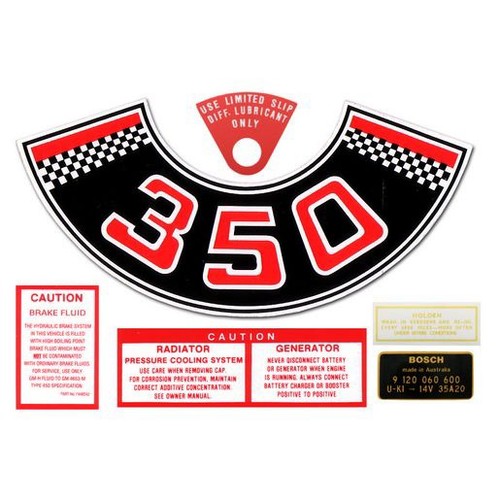 RSP Decal Kit Engine Bay & LSD Diff Tag Holden HT HG 350 V8 - ED1013 Auto Part