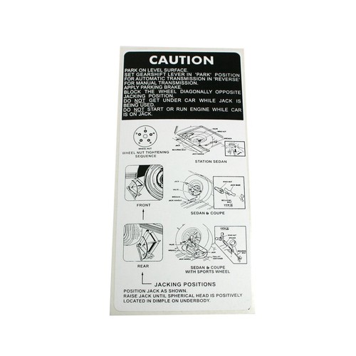 RSP Decal 'Caution Jack Usage…' Holden HQ - JD1000 Auto Part