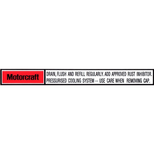 RSP Decal 'Motorcraft…' Radiator Warning Falcon XA Fairlane ZF - RSD2001 Auto