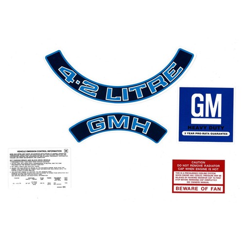 RSP Engine Decal Kit (Blue) Holden HZ WB Commodore VB 4.2 Litre - ED1029 Auto