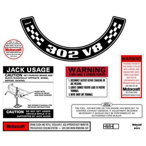 RSP Decal Kit Ford XB ZG 302 V8 Small Air Cleaner - BD2072 Auto